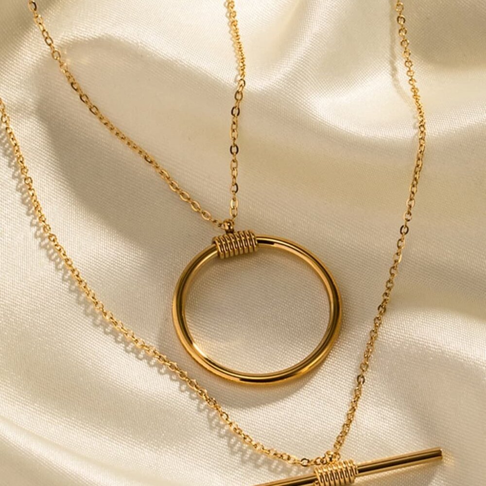 Double-Layered Stainless Steel Necklace (Gold)